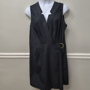 Ashley Stewart Dark Denim Wrapped Dress Size 18 Career Office Closet Staple